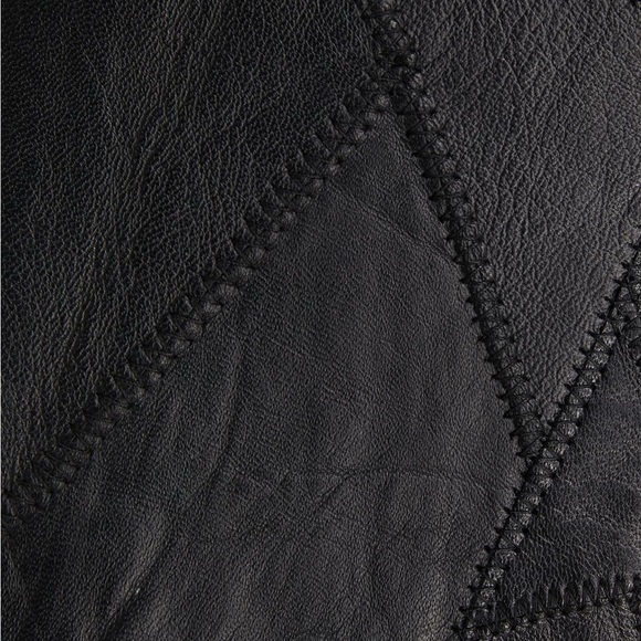 GANNI Black Leather Patchwork Wrap Around Skirt | Size 32 | | M | NWT - Picture 4 of 6